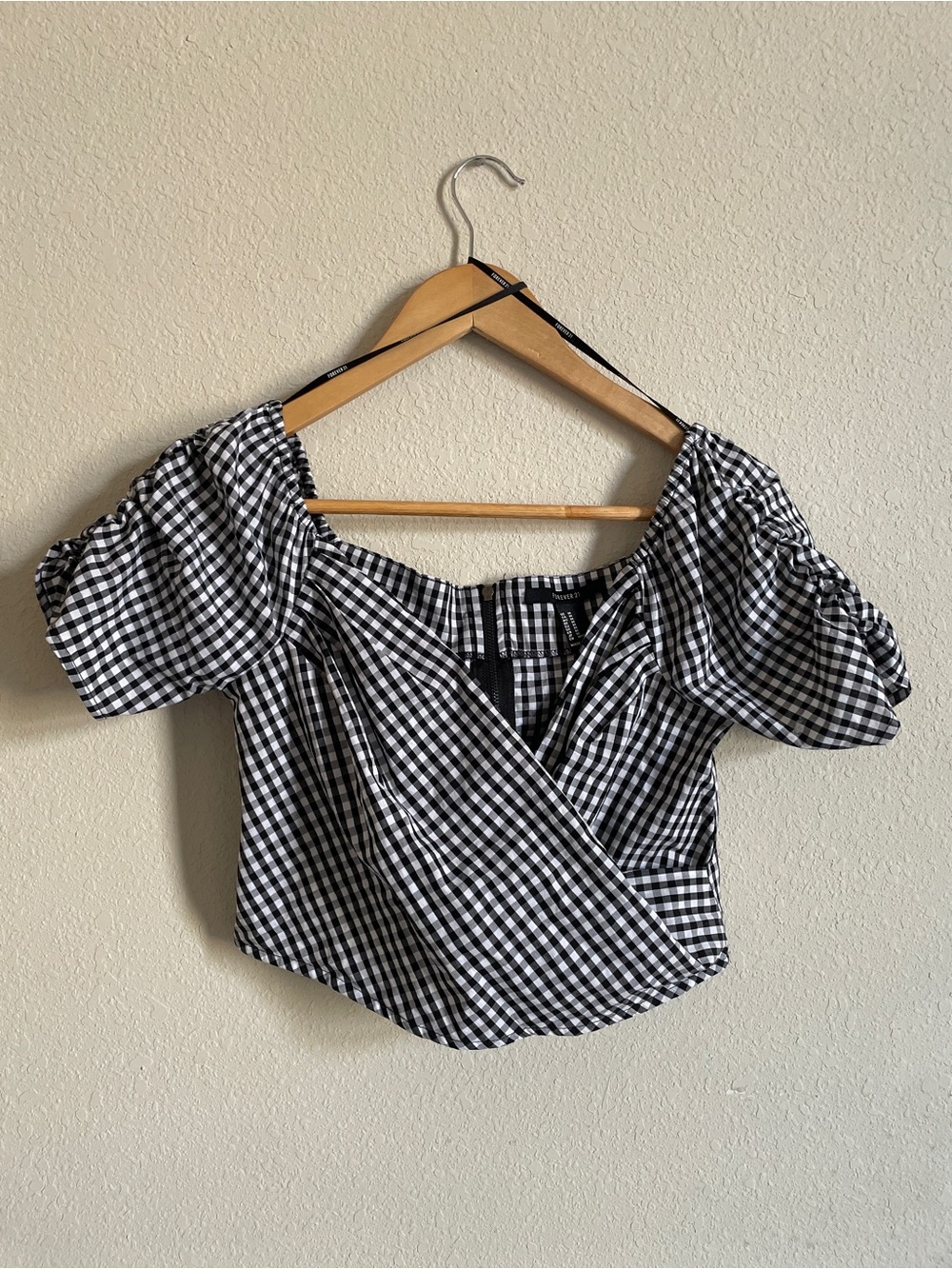 NWT Forever 21 Gingham Wrap Crop Top - M